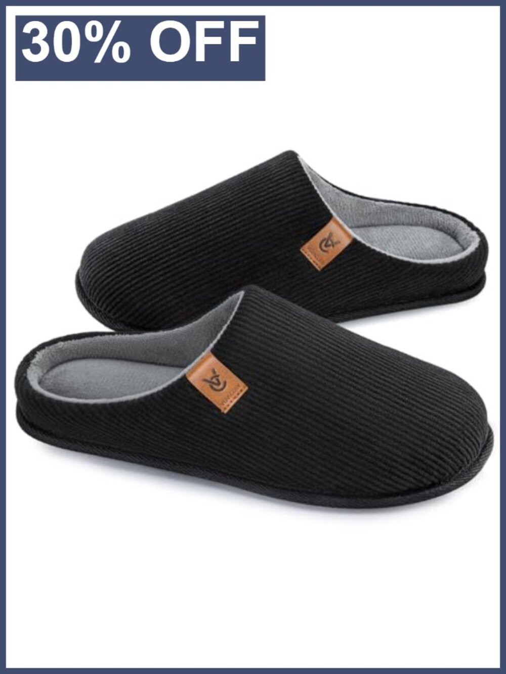 Men's Corduroy Memory Foam Slip-On Slippers Cozy House Shoes